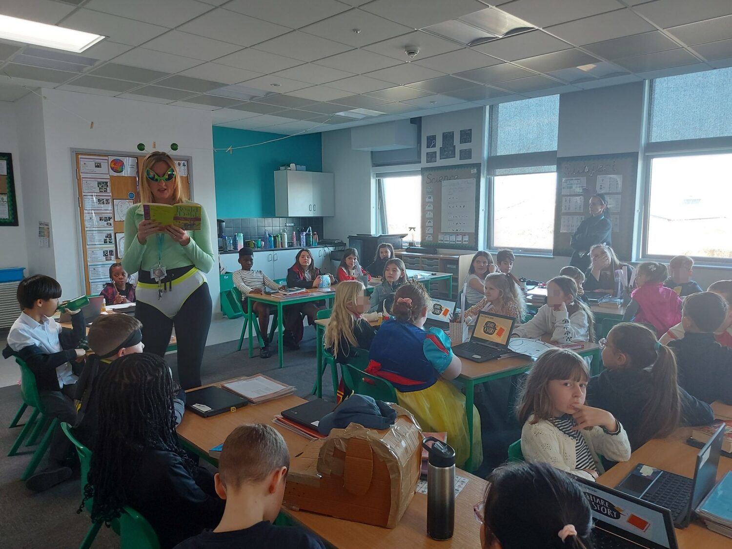 Students being taught on World Book Day